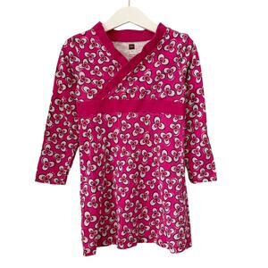 Tea Collection Fuchsia Abstract Print Wrap Dress - 4